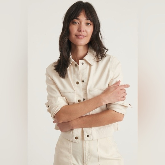 Marine Layer Ash Cropped Denim Jacket in Natural Size large - Picture 3 of 8